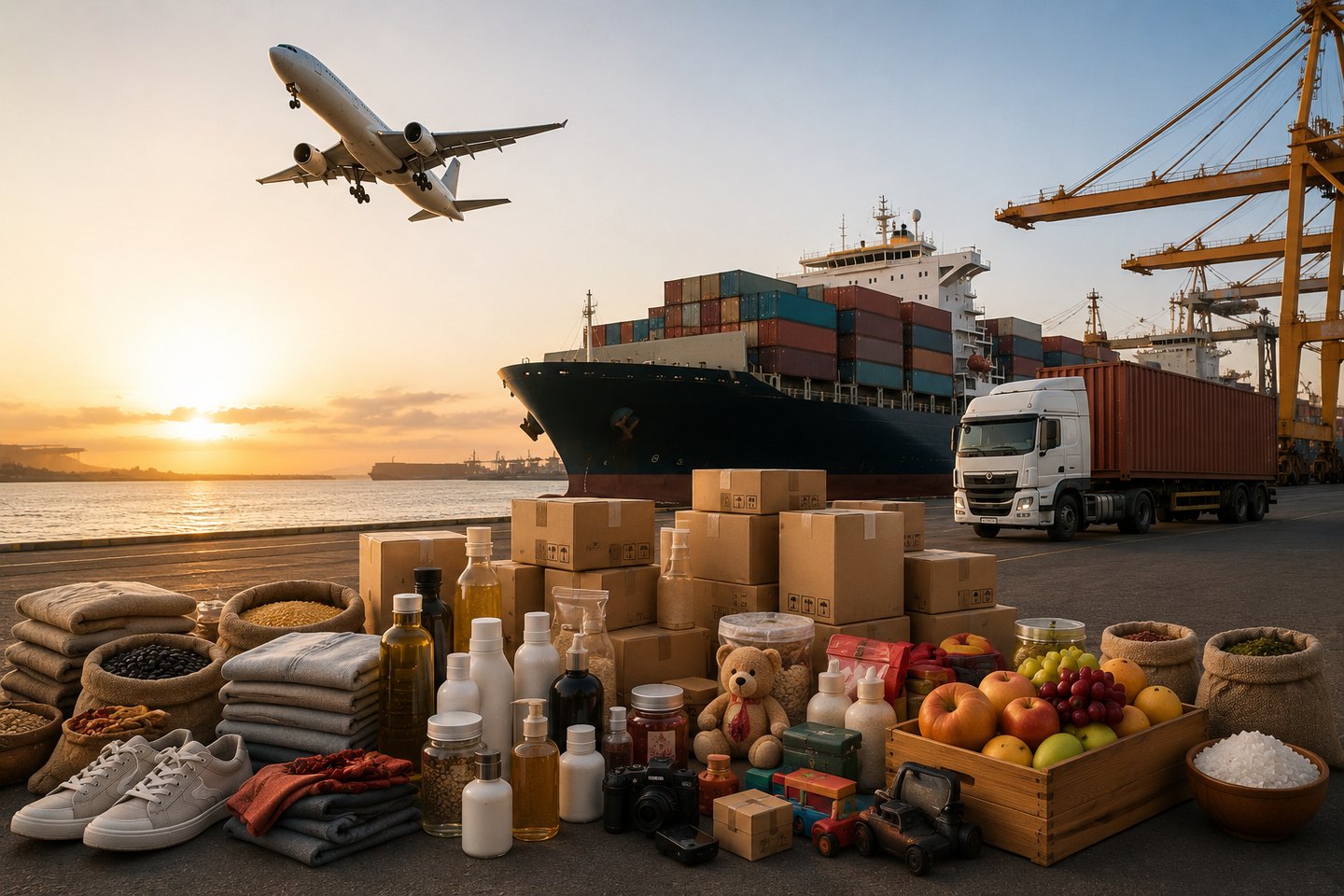 Products – natural goods, clothing, cargo and global trade
